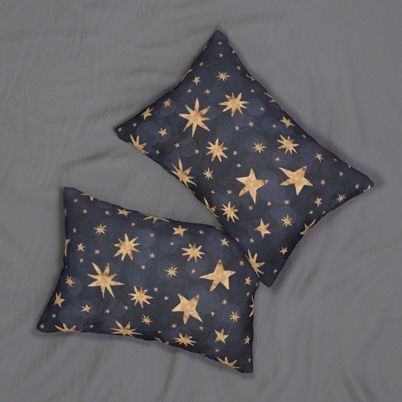 Mystical Boho Lumbar Pillow | Navy Gold Stars