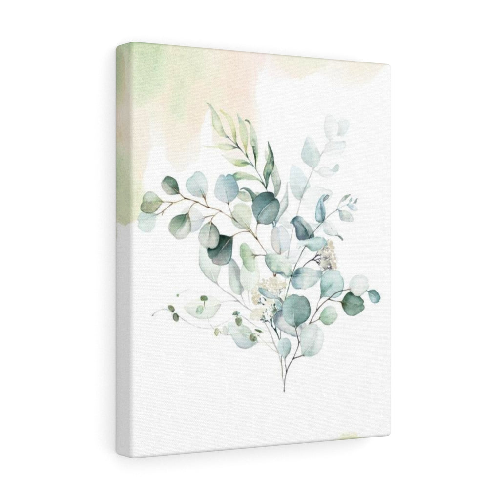 FLORAL WALL CANVAS ART | White Green Eucalyptus Leaves