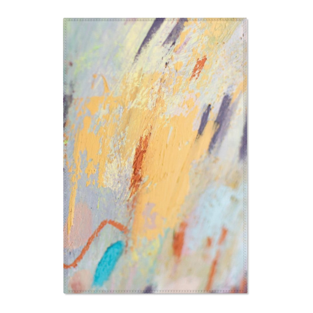 Abstract Area Rug | Yellow Blue Purple Gray Acrylic