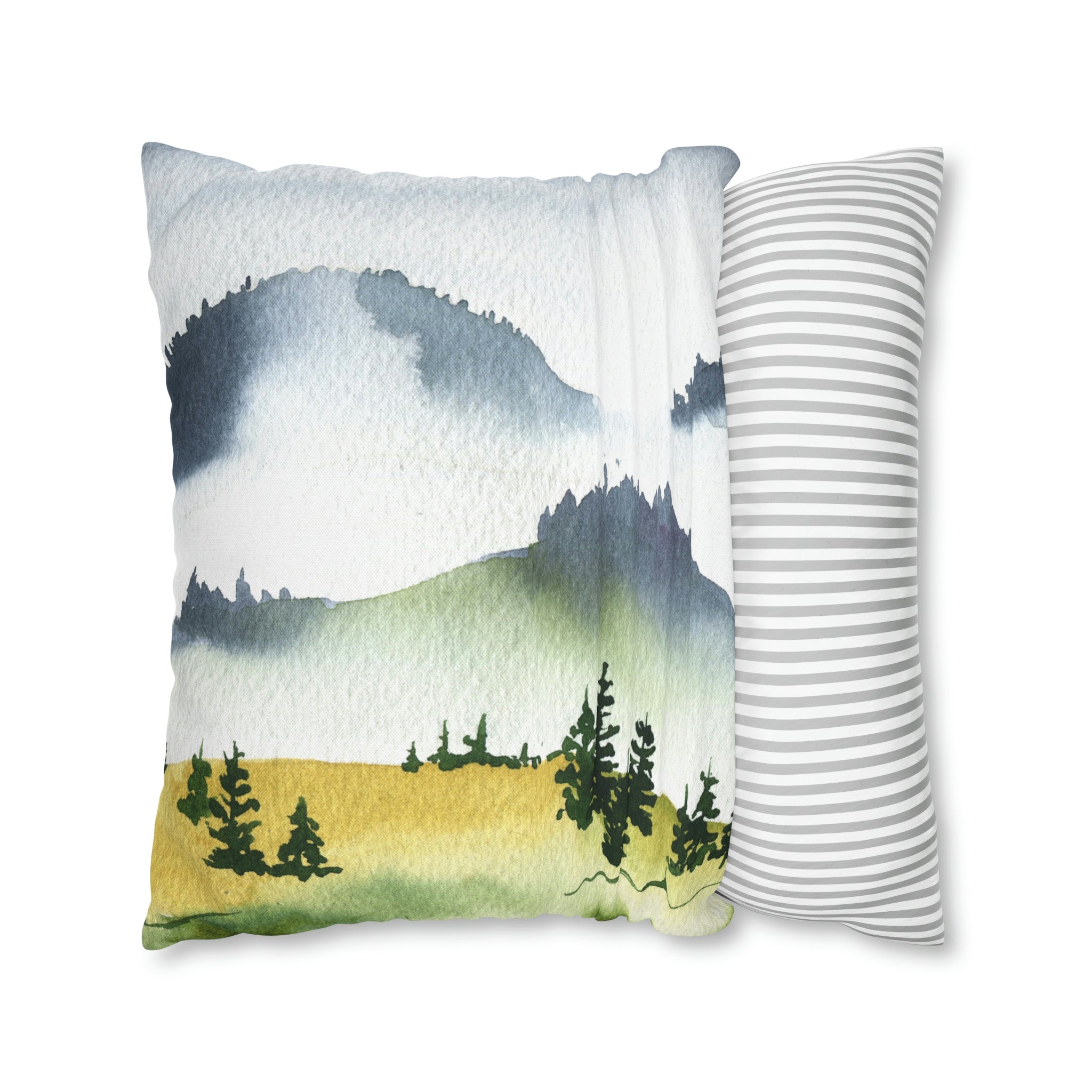 Floral Boho Pillow Cover | Mountain Green Trees