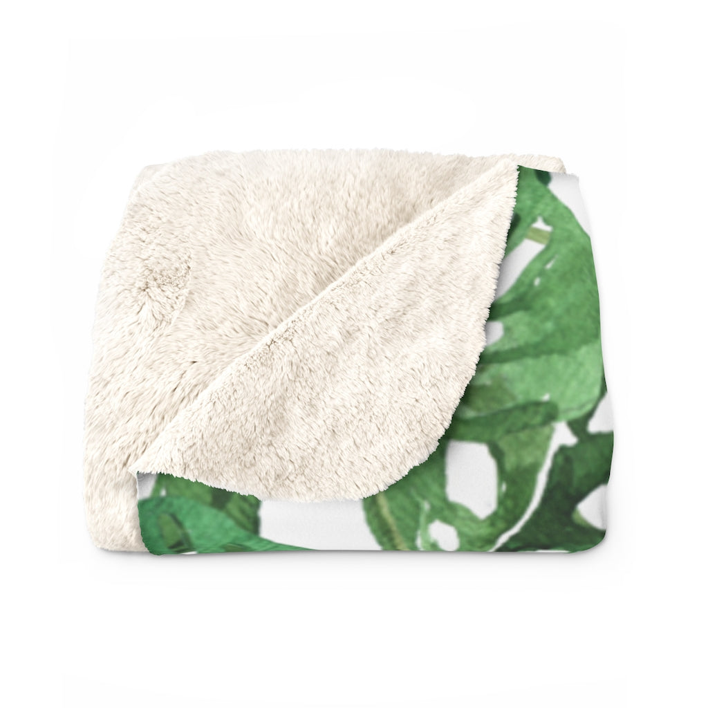 Monstera Leaves Floral Blanket