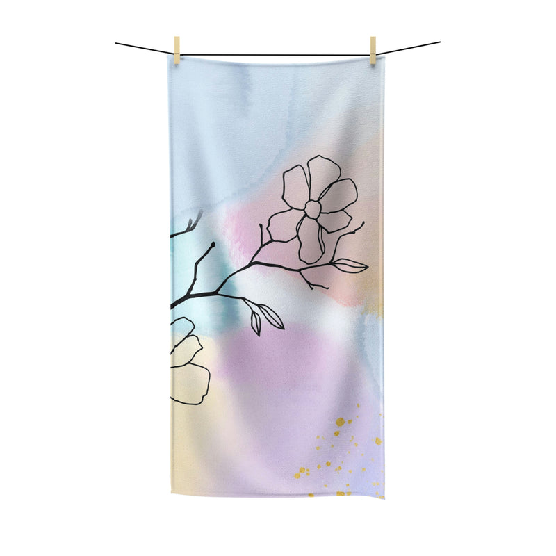 Abstract Boho Bath Towel | Pastel Pink Blue Hygge Floral