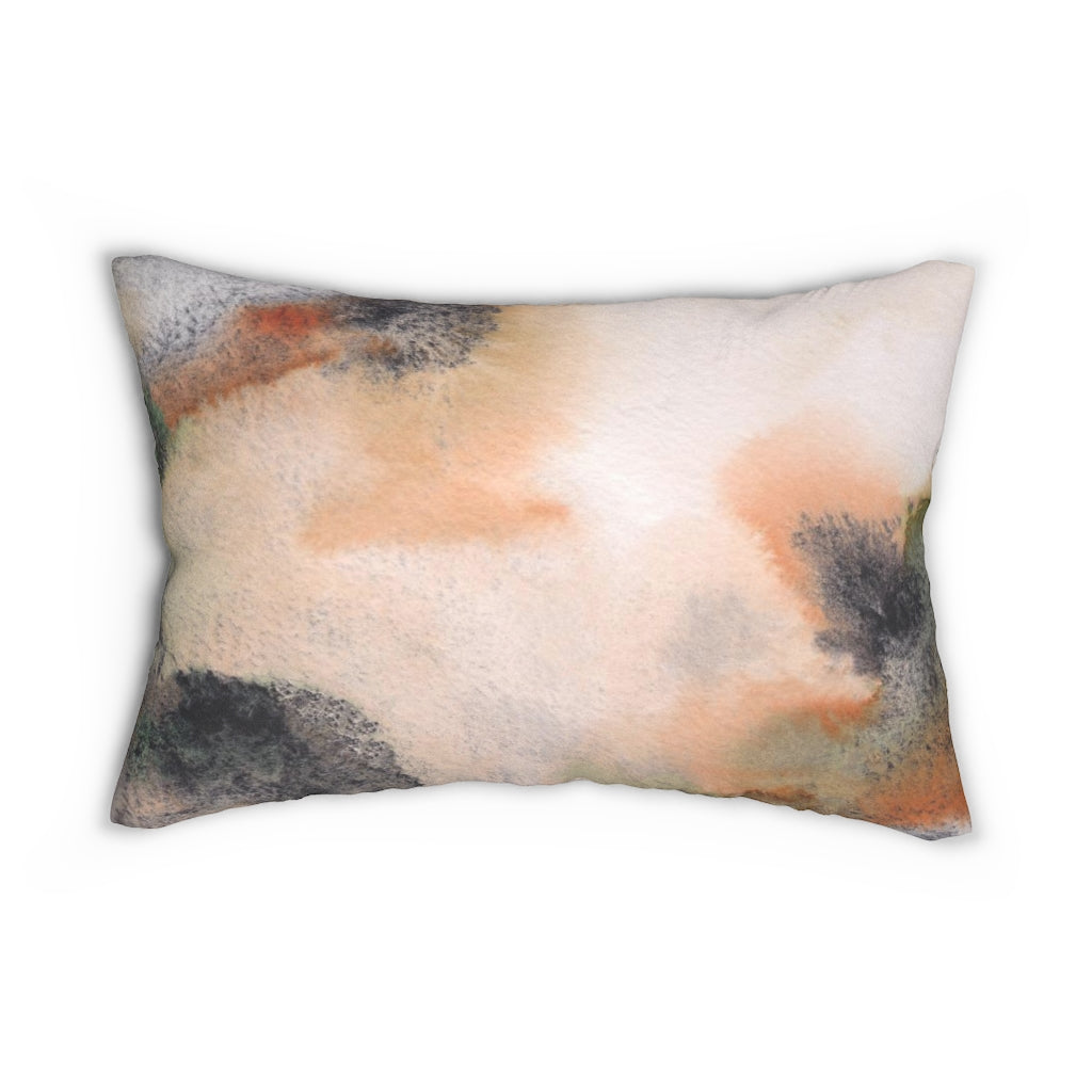 Abstract Boho Lumbar Pillow | Peach Orange Black