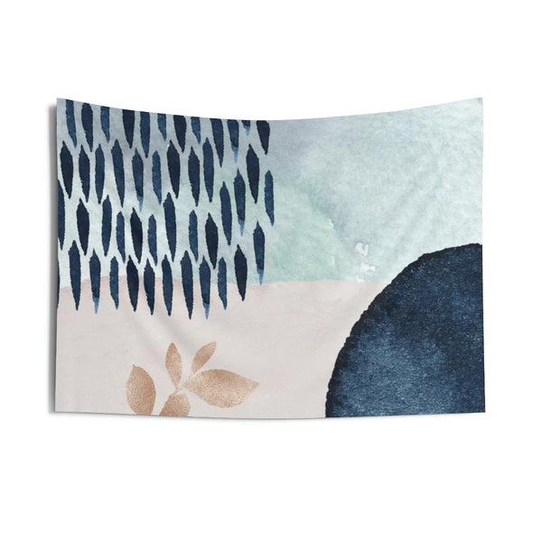 Floral Tapestry | Teal Beige Bronze Navy Blue