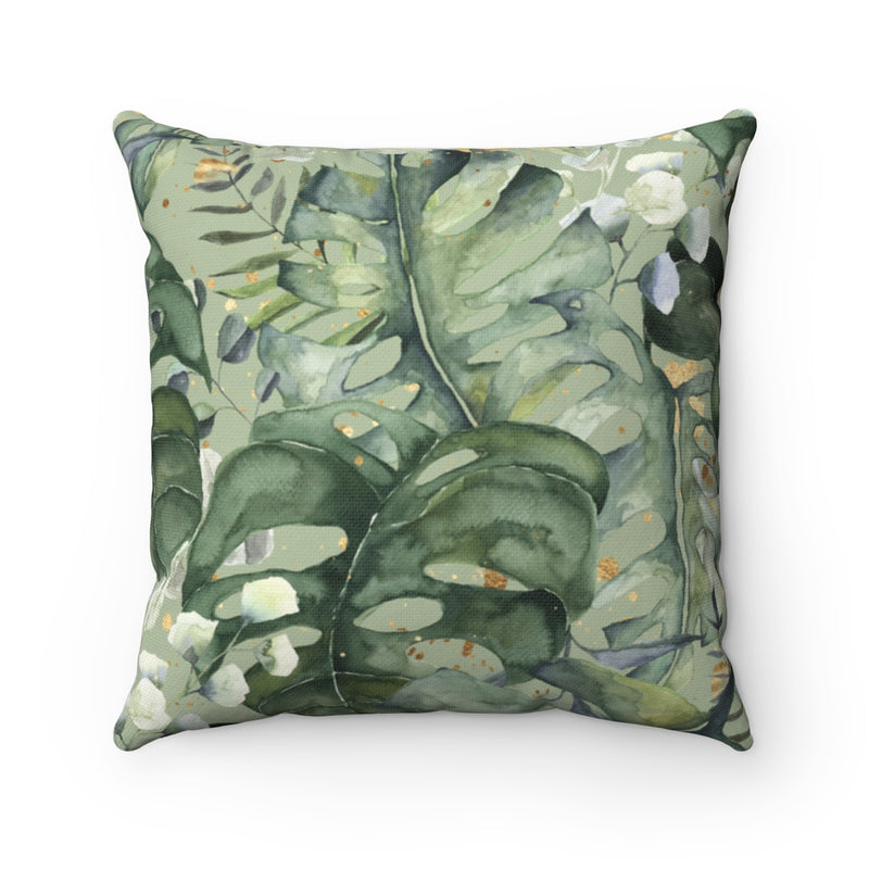 Boho Pillow Cover | Green Yellow Leaves