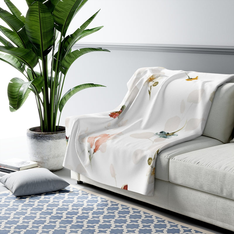 Floral Comfy Blanket | White Garden Flowers