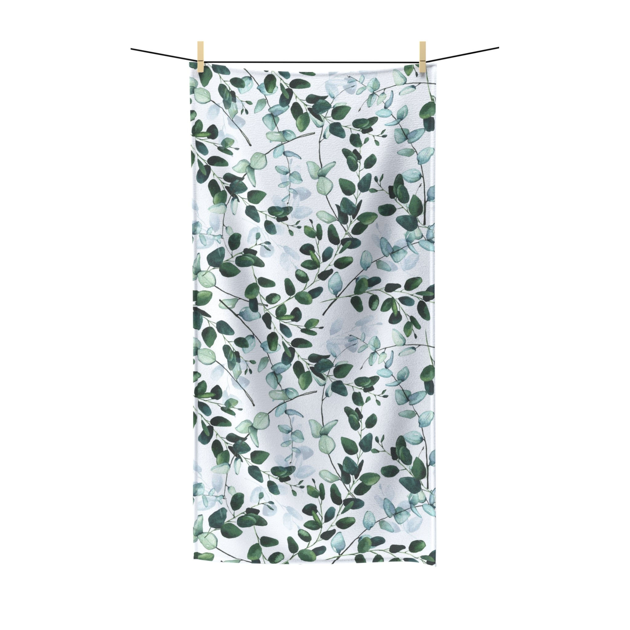 Floral Boho Bath Beach Towel |  Forest Sage Green White