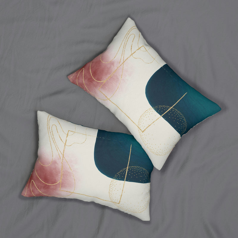 Abstract Lumbar Pillow | Teal Pink