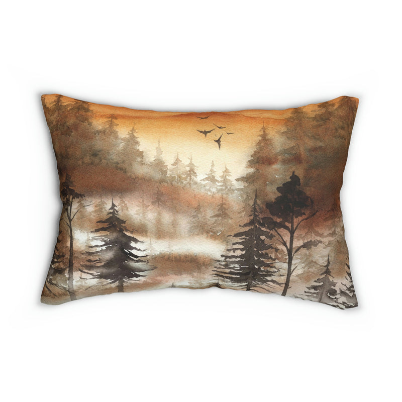 Nature Lumbar Pillow | Misty Rust Brown Forest Trees