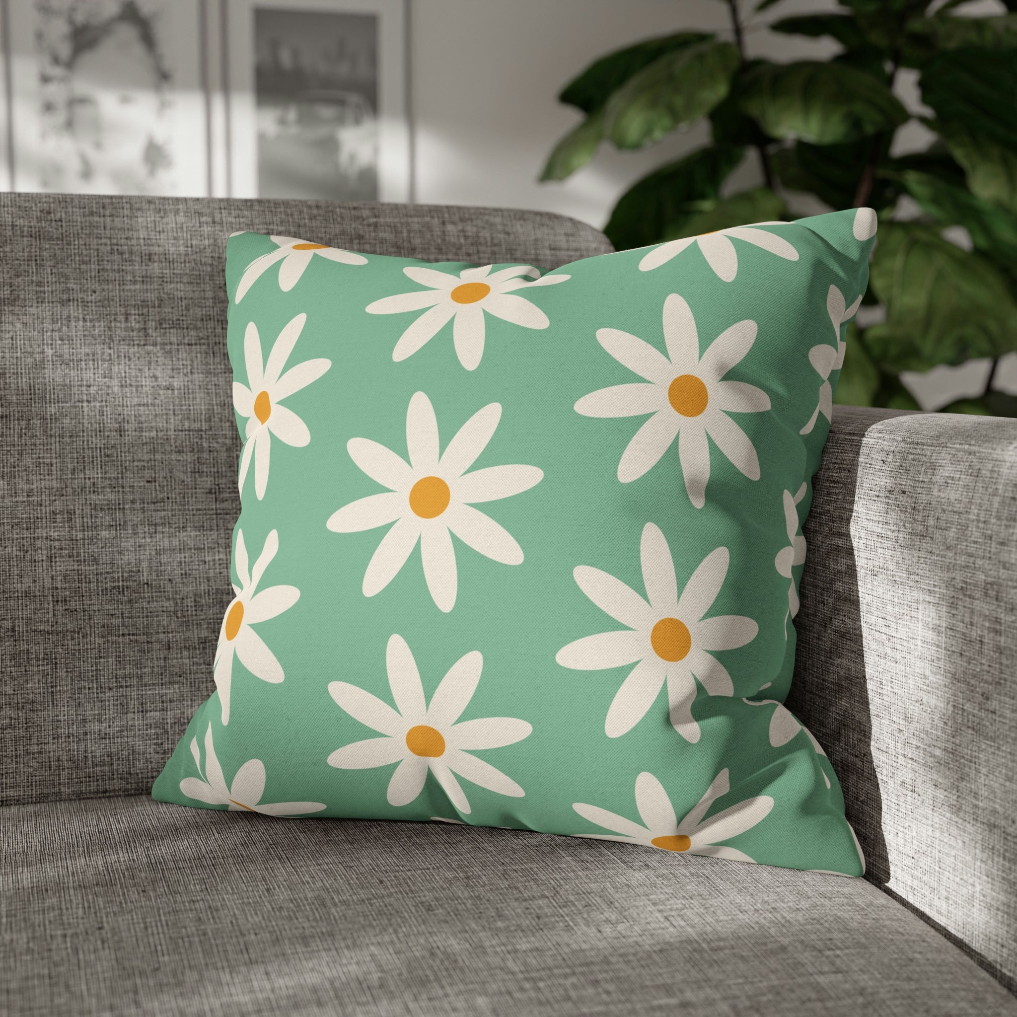 Groovy Pillow Cover | Green White Floral