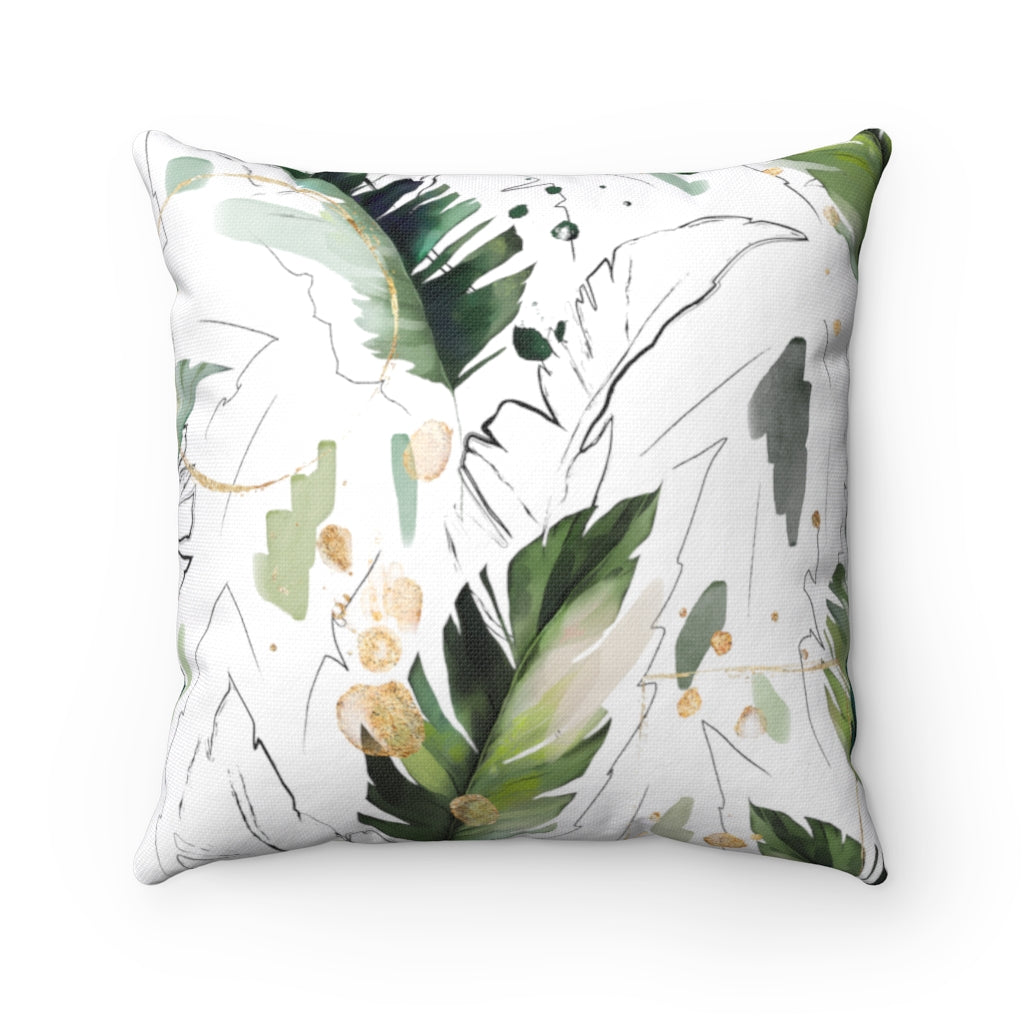 Floral Boho Pillow Cover | White Sage Forest Green