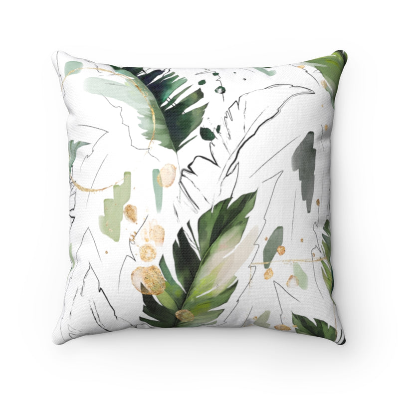 Floral Boho Pillow Cover | White Sage Forest Green
