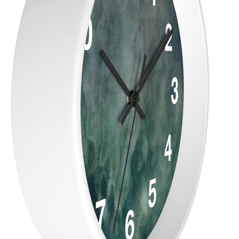 Abstract 10" Wood Wall Clock | Dark Green White