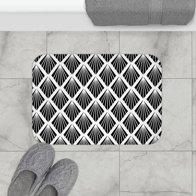 Art Deco, Black White Geometric Bath Mat