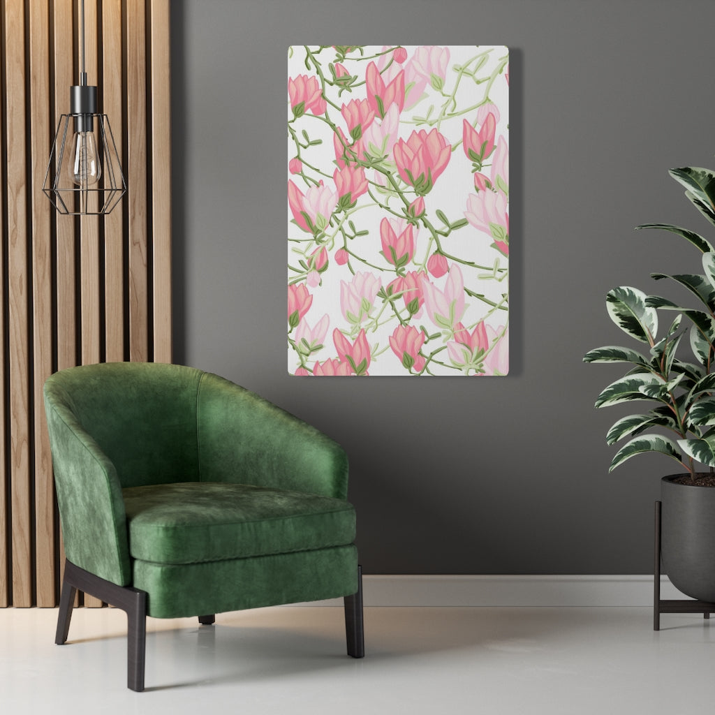 FLORAL CANVAS ART | White Pink Green