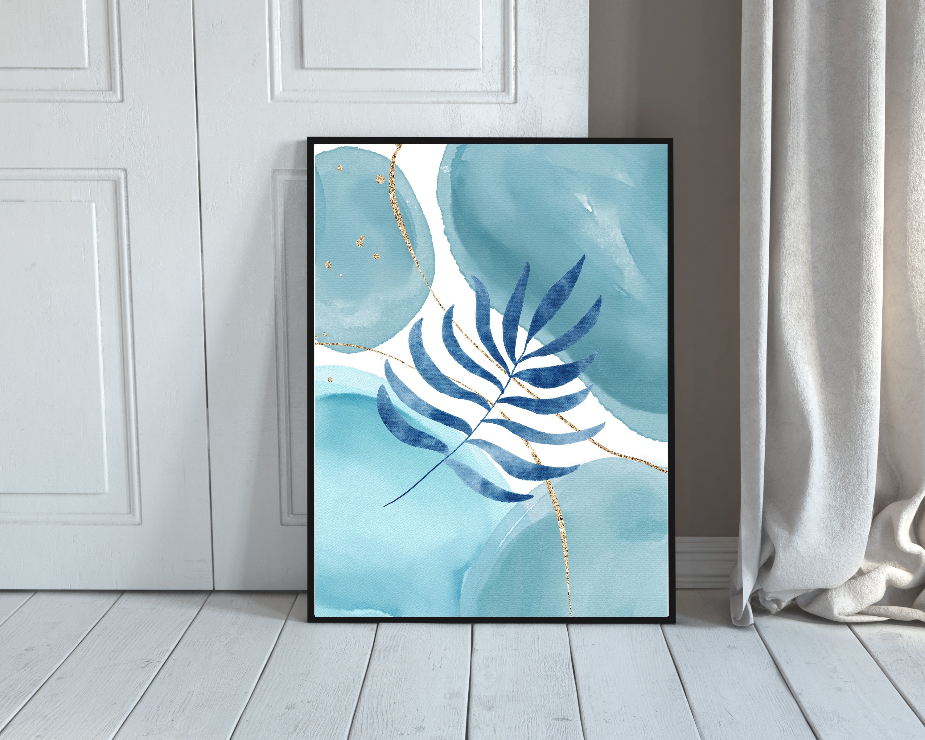 Abstract Art Wall Decor | Teal Blue Navy Hygge