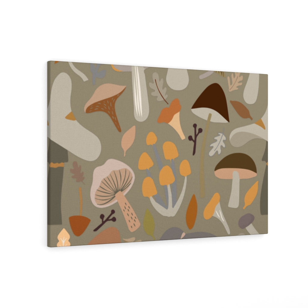 WHIMSICAL CANVAS ART | Brown Grey Beige Mushrooms