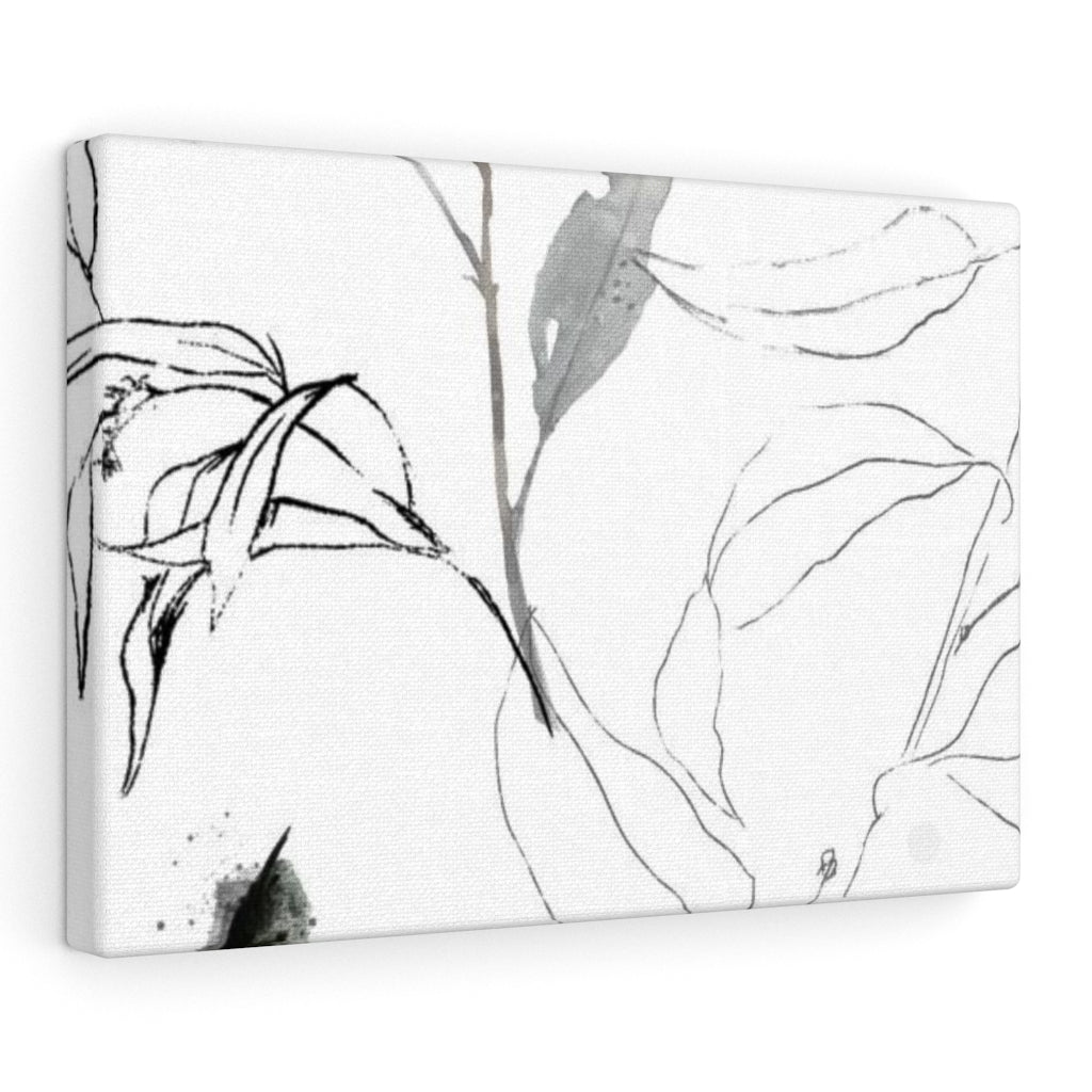 FLORAL WALL CANVAS ART | White Grey Black