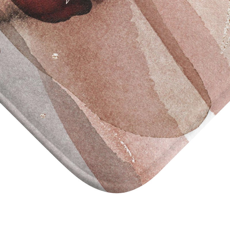 Boho Bath, Kitchen Mat, Rug | Abstract Pink Rust Neutral Earthy