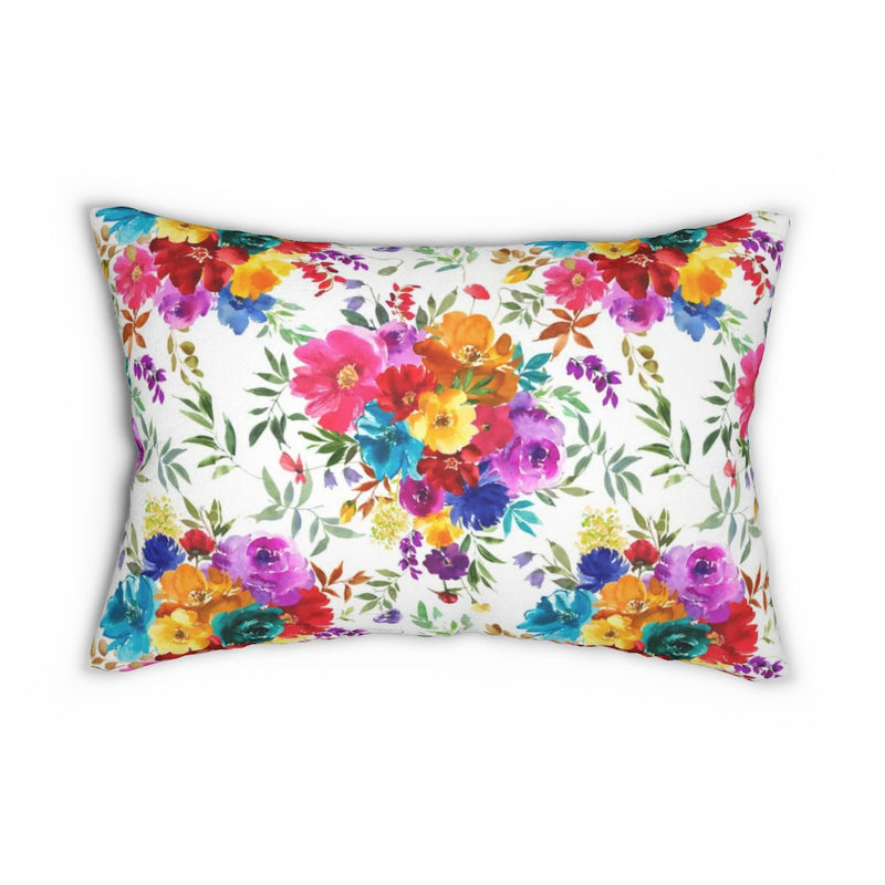Floral Boho Lumbar Pillow | Rainbow Flower  Bouquet