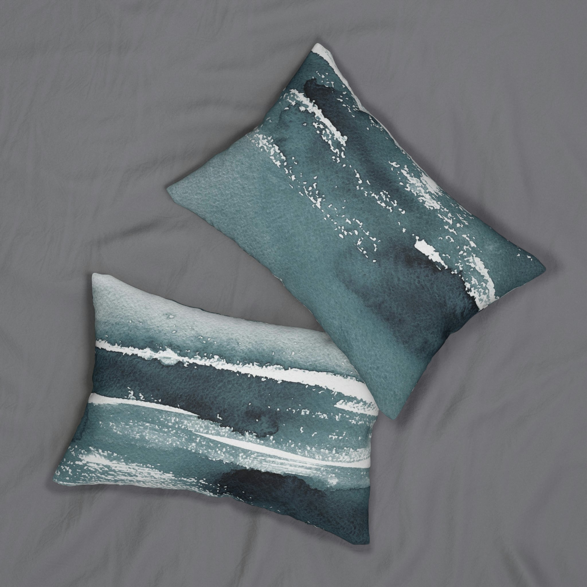 Abstract Lumbar Pillow | Navy Blue White Ombre