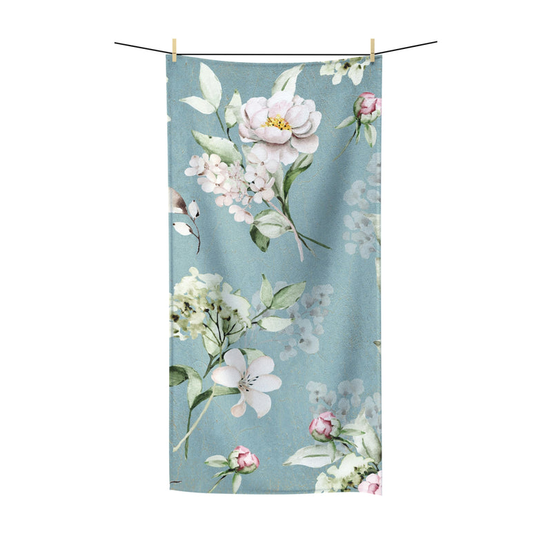 Floral Boho Bath Towel | Blue Blush Pink Peonies