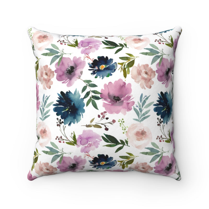 Boho Pillow Cover | Fuschia Pink Blue Cream Floral