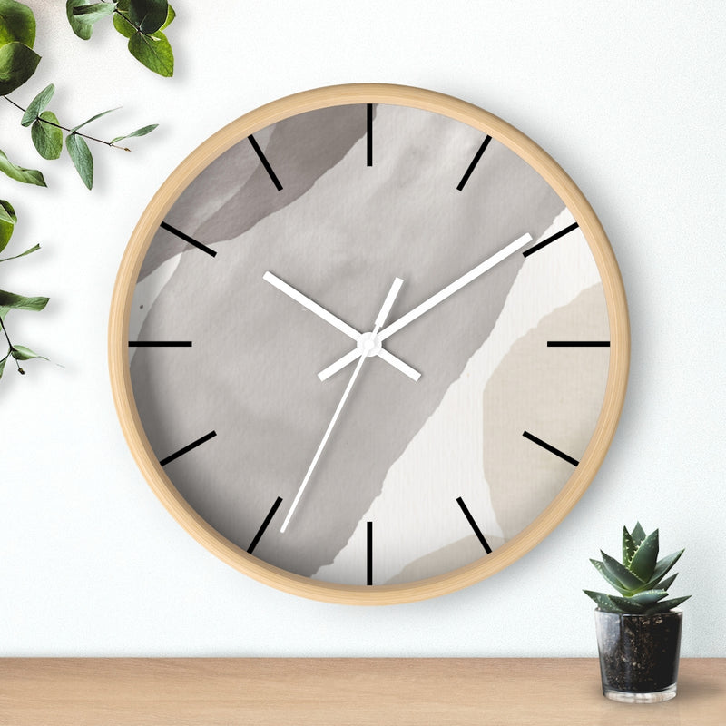 Wood,  Wall Clock, Gray Black 10"