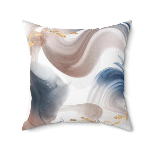 Abstract Pillow Cover | White Beige Blue Gold