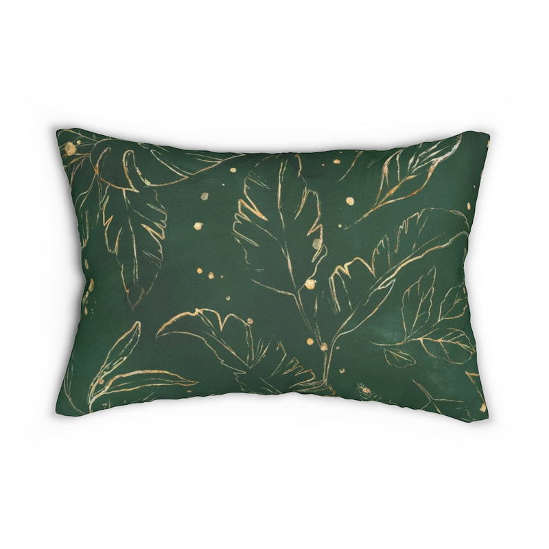 Floral Boho Lumbar Pillow | Green Leaves