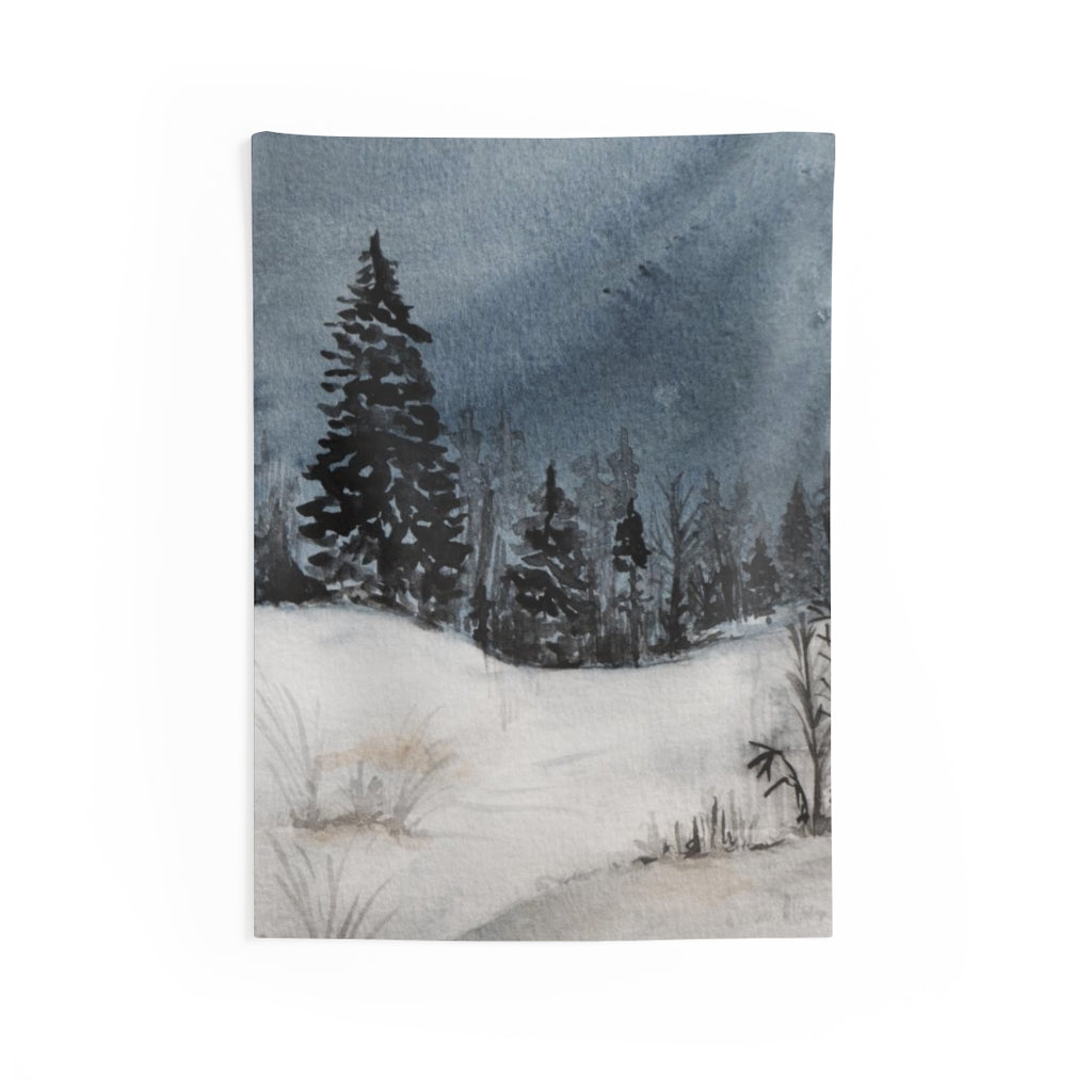 Landscape Tapestry | Grey Indigo Blue Forest