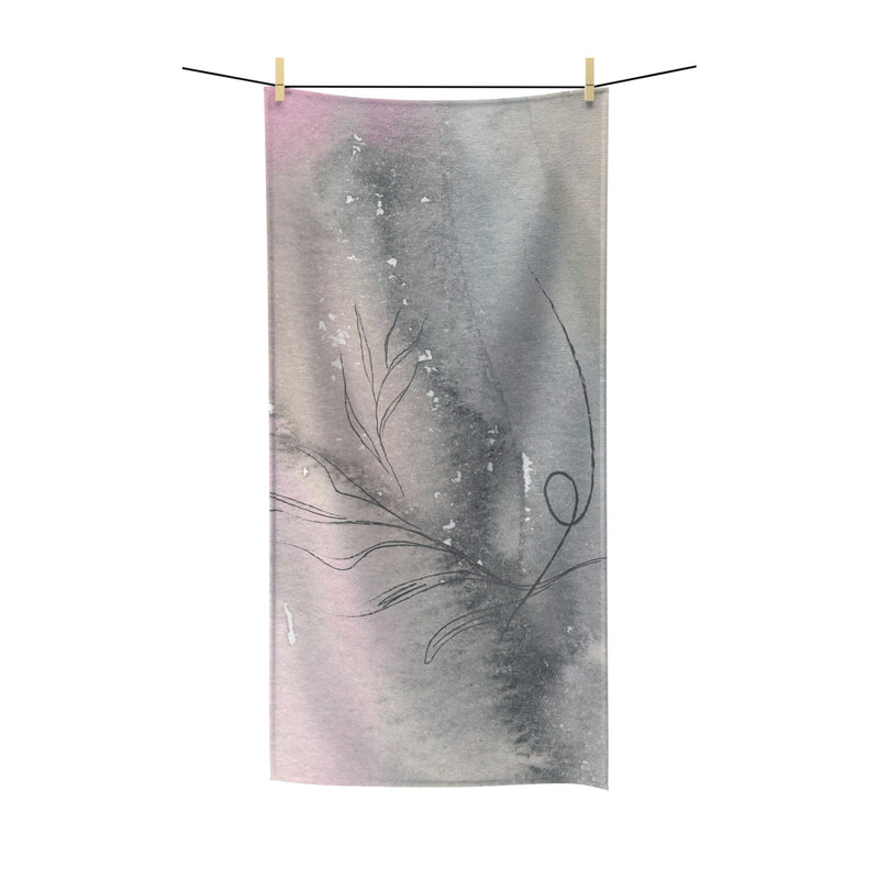 Abstract Boho Bath Towel | Gray, Blush Pink
