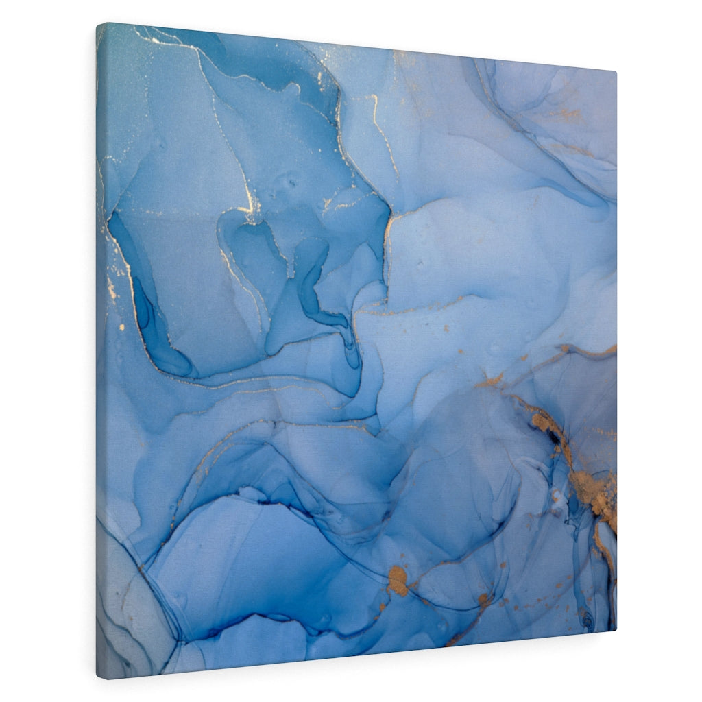 Abstract Canvas Art | Blue Grey Gold