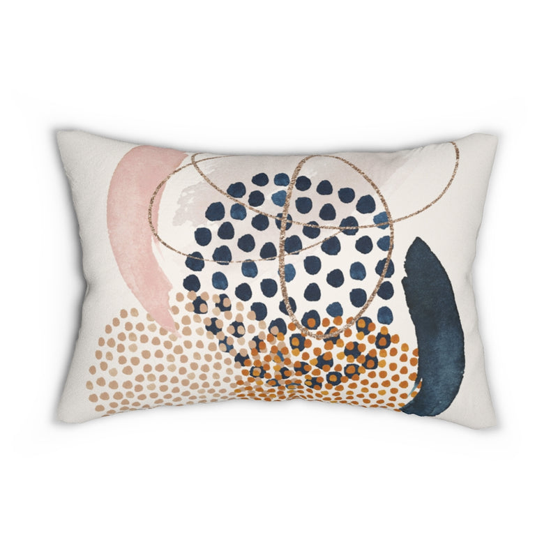 Abstract Boho Lumbar Pillow | Beige Navy Blush Pink
