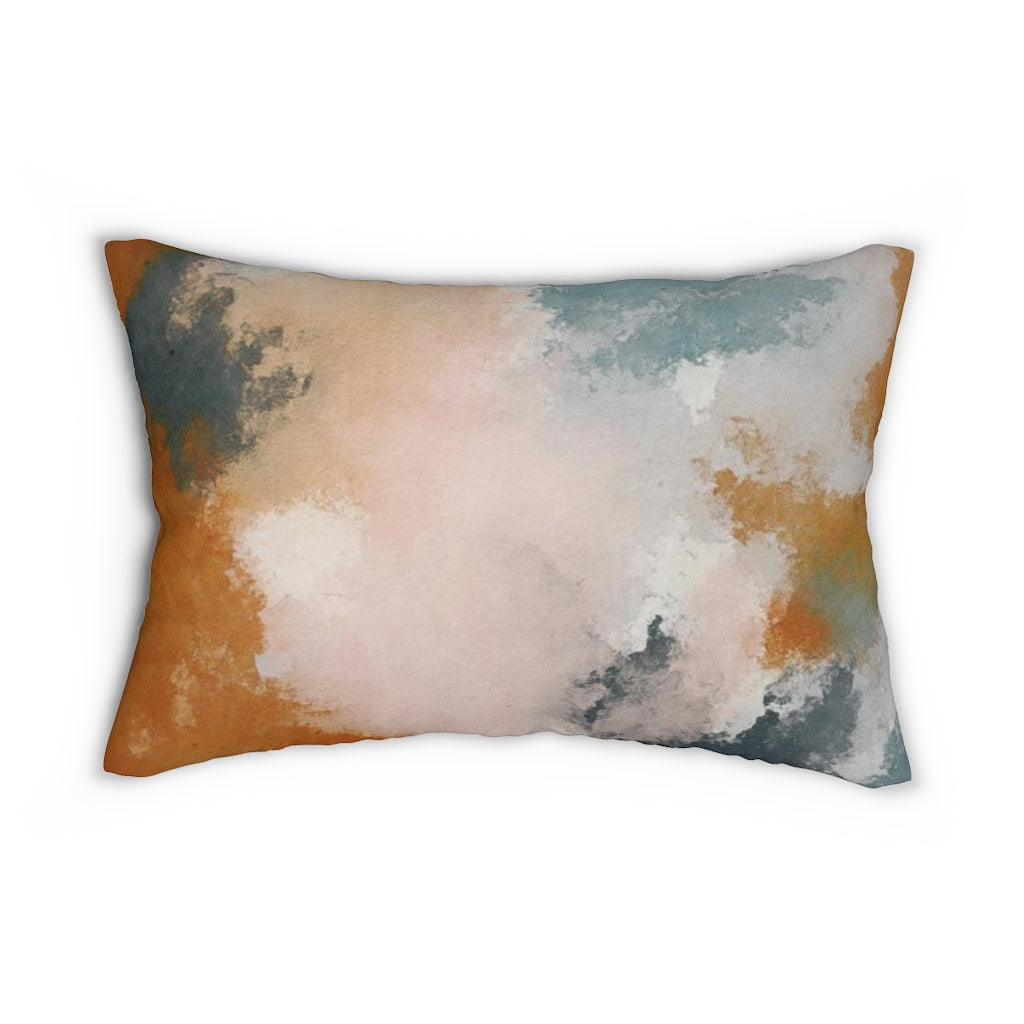 Abstract Boho Lumbar Pillow | Beige Rust Brown Blue