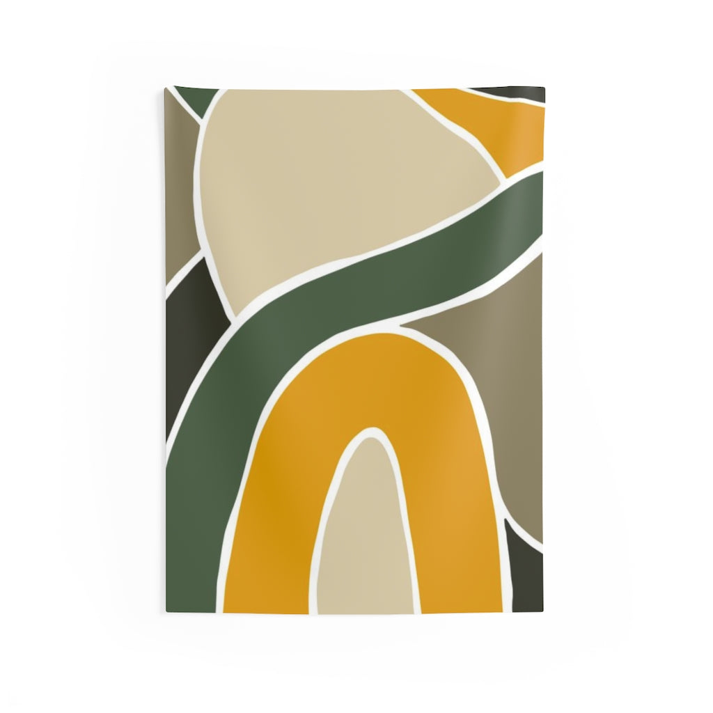 Abstract Tapestry | Khaki Green Yellow