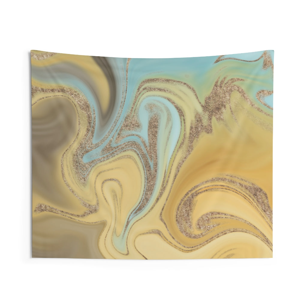 Abstract Tapestry | Teal Yellow Gold