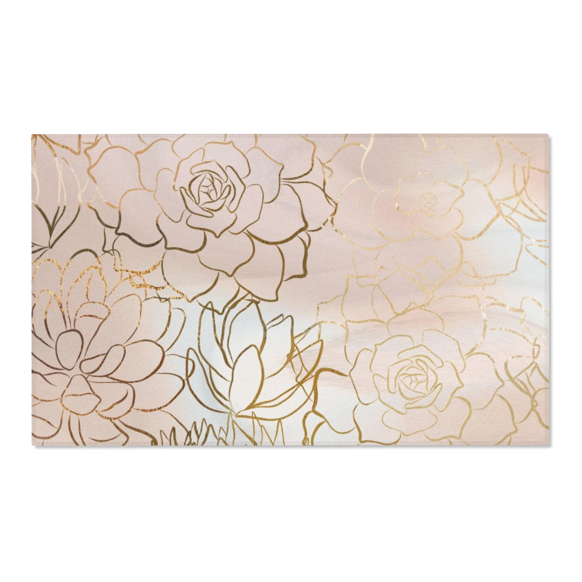 Floral Area Rug | Beige Rose Gold Succulent