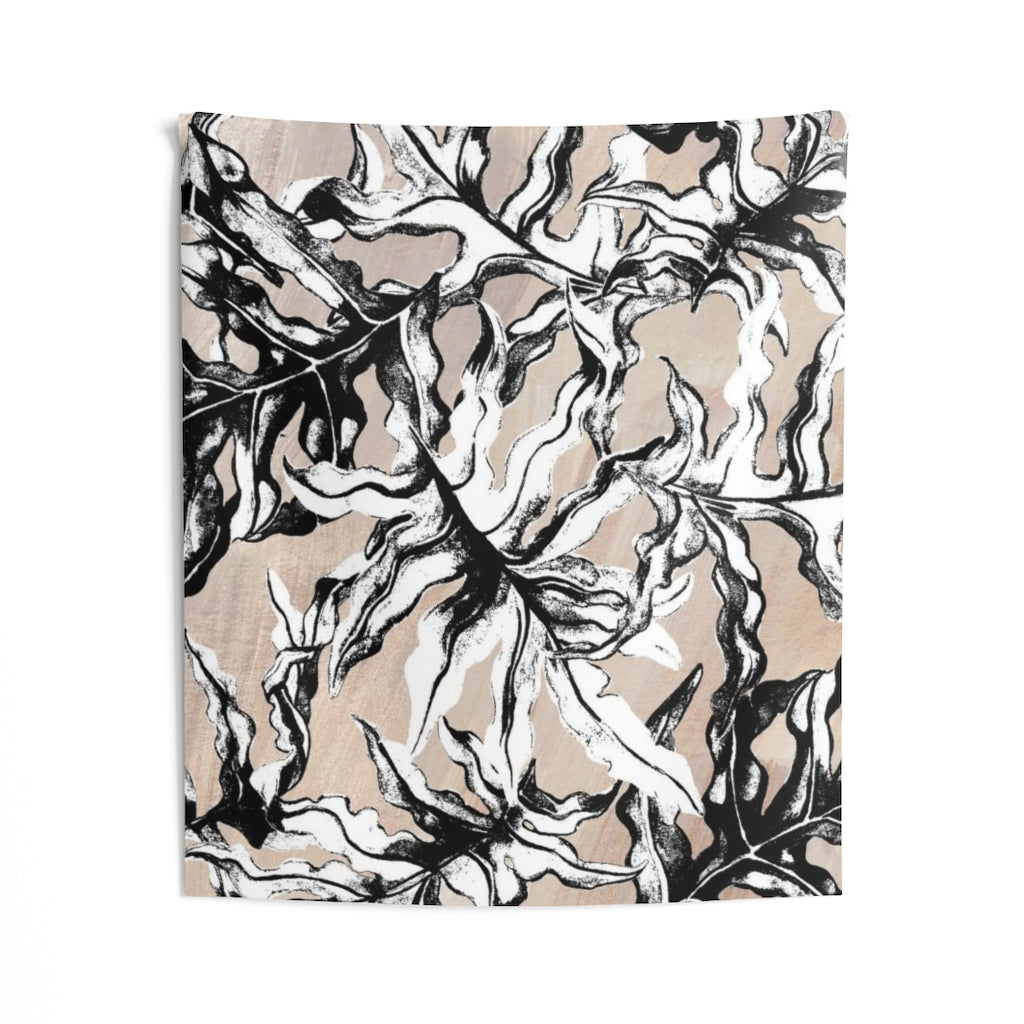 Floral Tapestry | Beige Black White