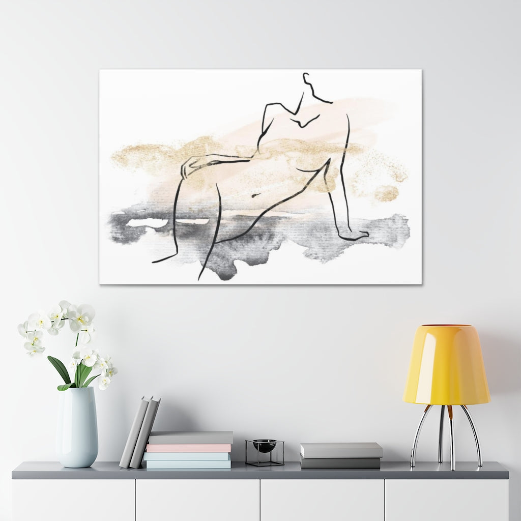 Abstract Canvas Wall Art | White Ombre Female Art