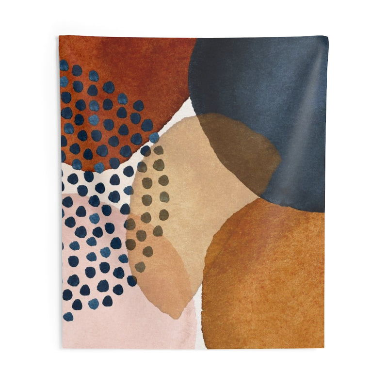 Abstract Tapestry | Navy Blue Brown Rust Yellow