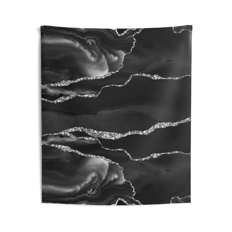 Abstract Tapestry | Black Grey Silver