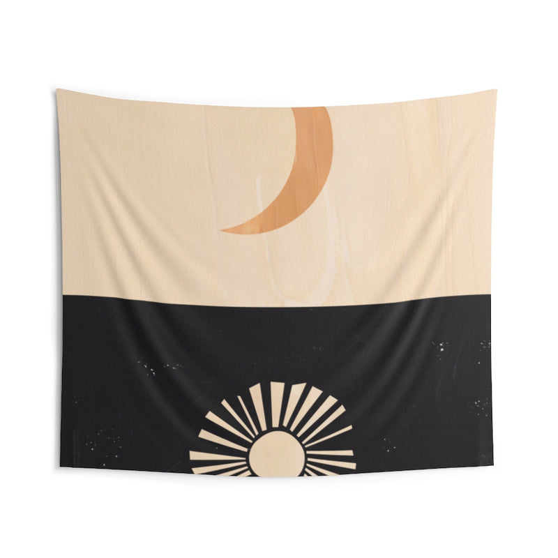 Abstract Tapestry | Sun and Moon Beige Black