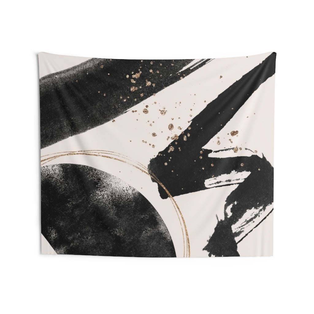 Abstract Tapestry | Beige Black Gold