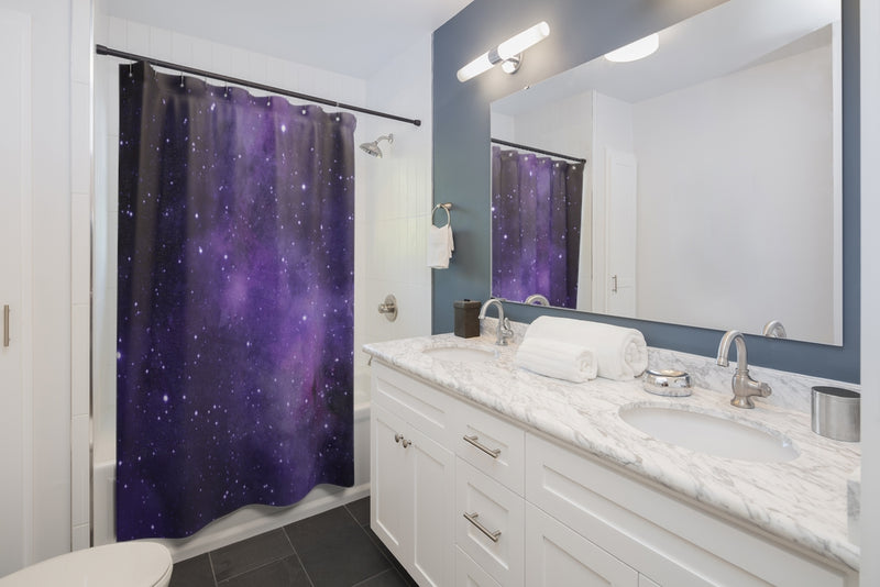 Cosmic Shower Curtain | Purple Sky Celestial Bathroom