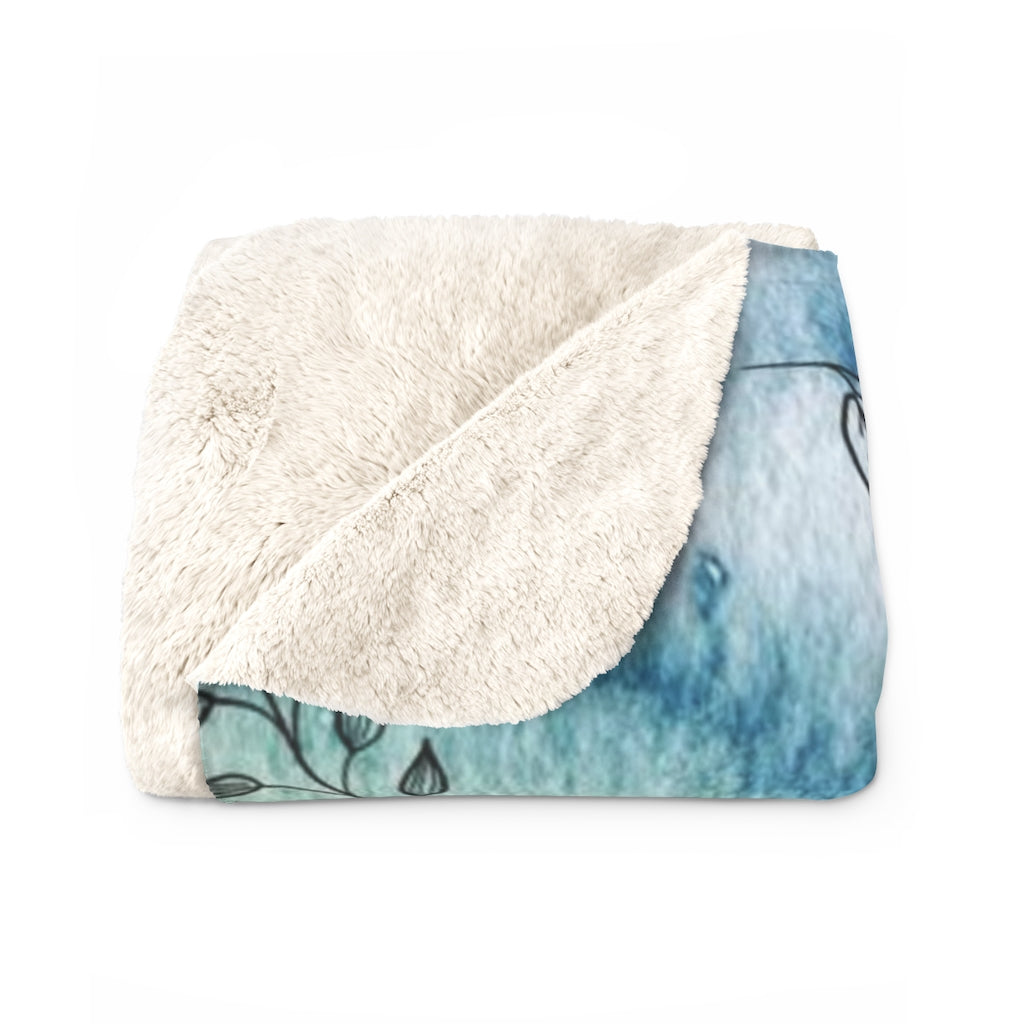 Floral Comfy Blanket | Teal Green Blue Leaves