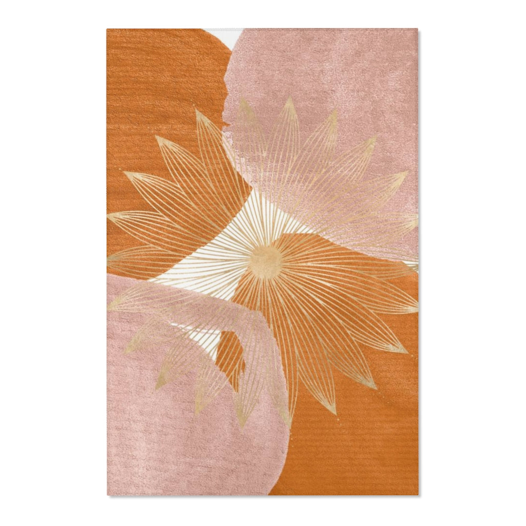 Abstract Area Rug | Burnt Orange Dusty Pink Gold Mandala