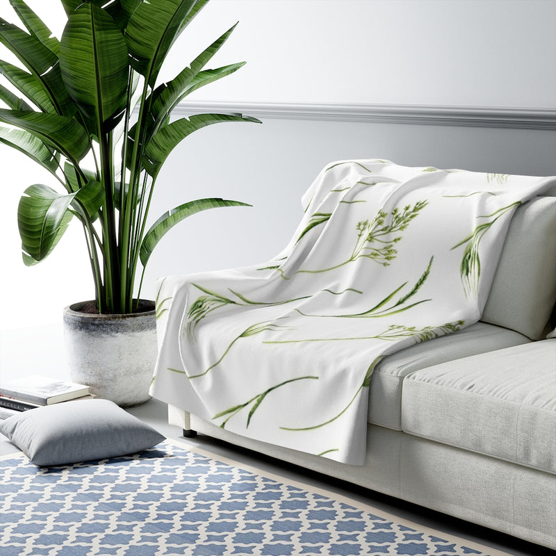 Floral Comfy Blanket | Green Leaves