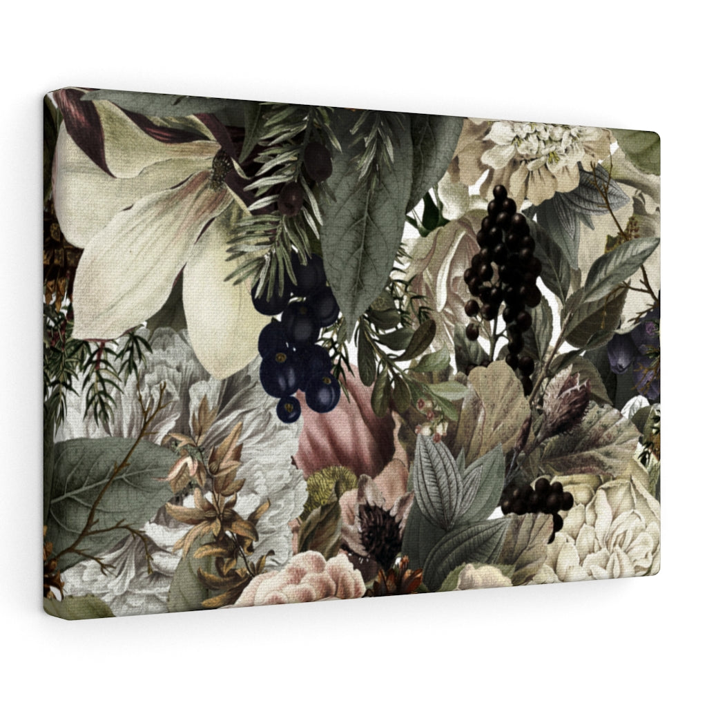 FLORAL CANVAS ART | Black White Green