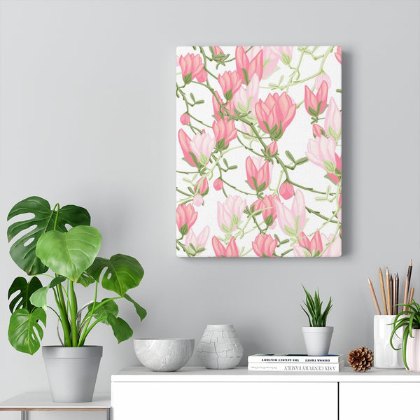 FLORAL CANVAS ART | White Pink Green